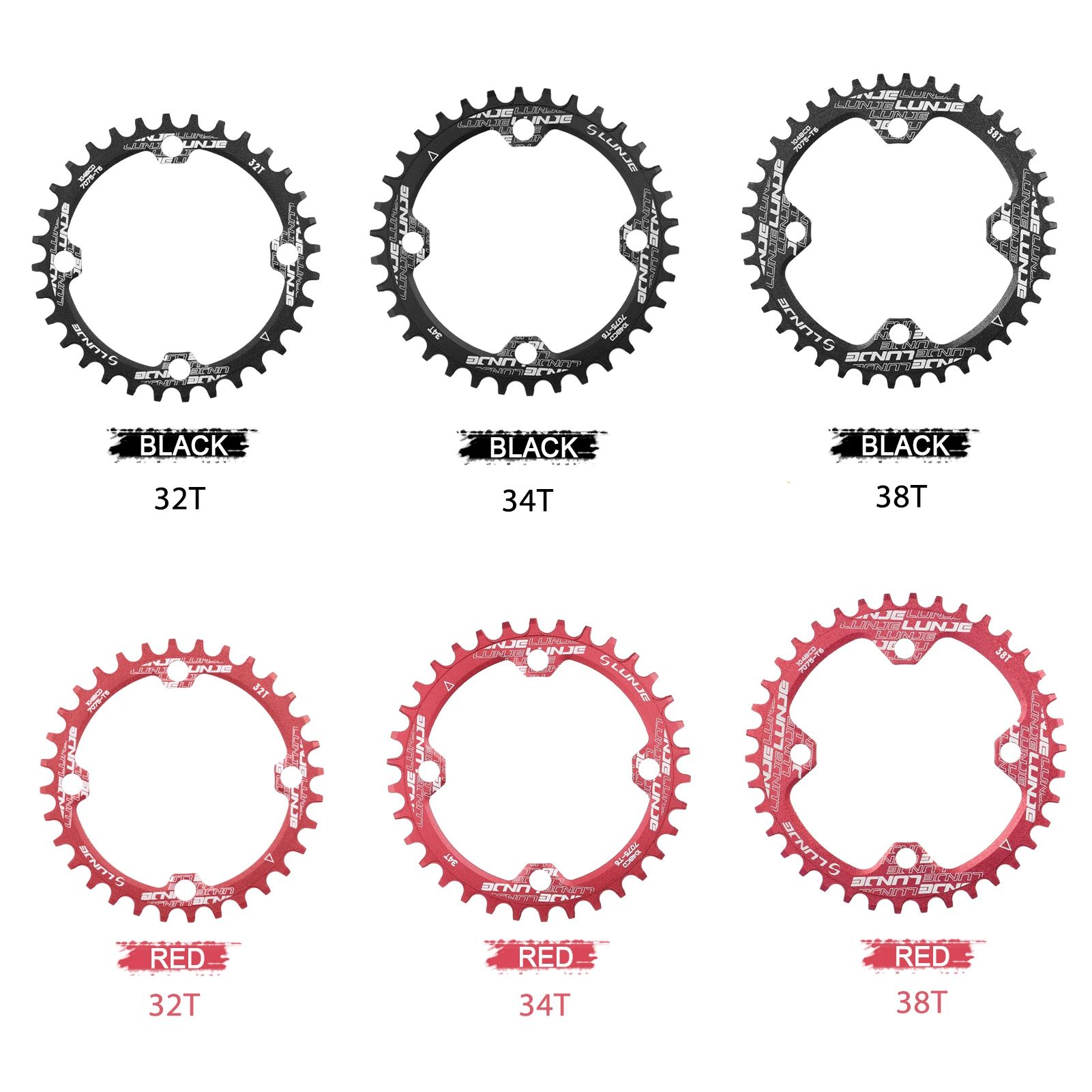 32T/34T/38T Bike Chainring 104mm BCD 4-bolt Aluminum alloy Bicycle Crank Ring Compatible with Single Speed | Спорт и развлечения