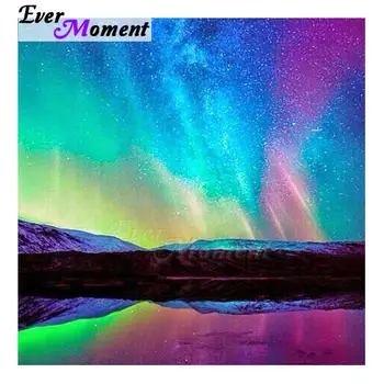 

Ever Moment Diamond Painting Natural Phenomenon Colorful Aurora Gift Home Decorative Mosaic Picture Full Square Drills 5L050