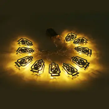 

Ramadan LED Light Battery Powered Islamic Eid Mubarak Silver Fanoos Lantern 10 LED String Holiday Light for Islamic Eid Ramadan