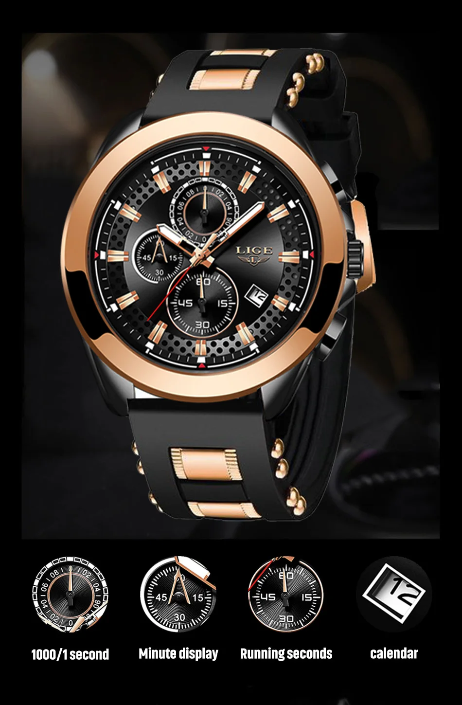 LIGE Sports Mens Watch Top Brand Luxury Waterproof Quartz Wristwatch Military Chronograph Watches for Men Date Clock Watch Man