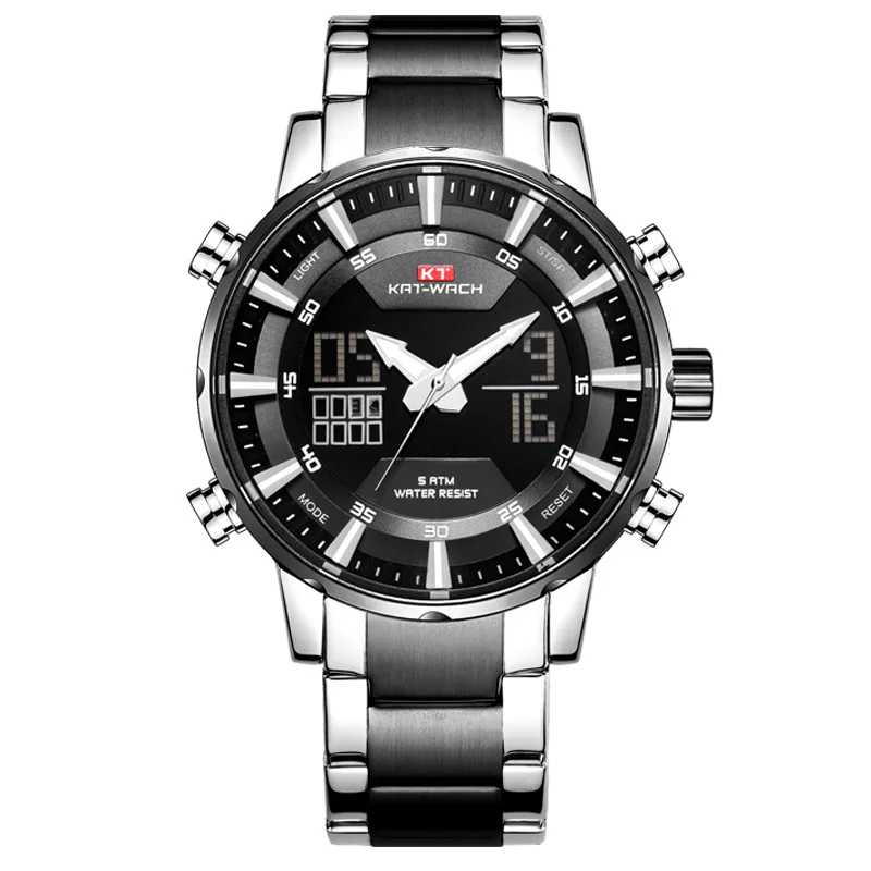 KAT-WACH 2022 Men Wrist Sports Watch For Men 50M Waterproof Steel Military Quartz Swim Watch Men Wristwatch Relogio Masculino 