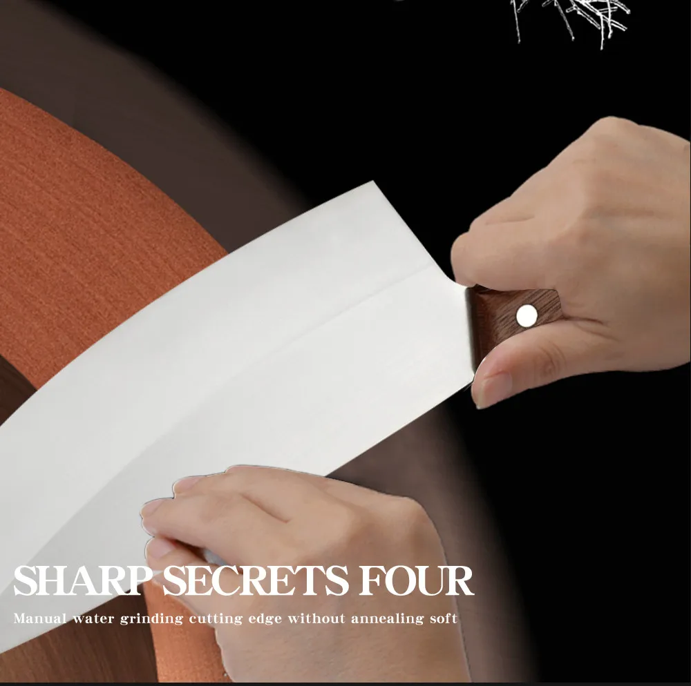 不锈钢黄花梨木三钢钉9.5寸屠宰切肉刀4cr13英_07