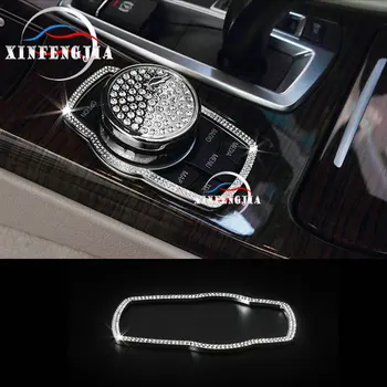 

For BMW 1 2 3 4 5 7 Series X1 X3 X4 X5 X6 Silver Gold Crystal Multimedia Button Frame Trim