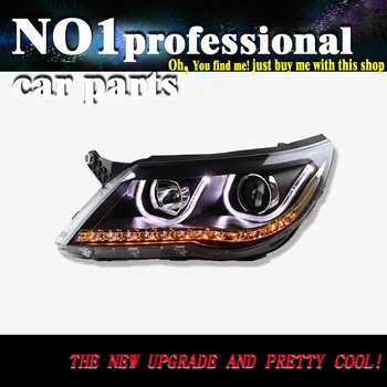 

car accessories 2010-2012 Year For tiguan headlights U Angel Eyes car head lamp LED DRL Bi-xenon Double lens parking H7 led