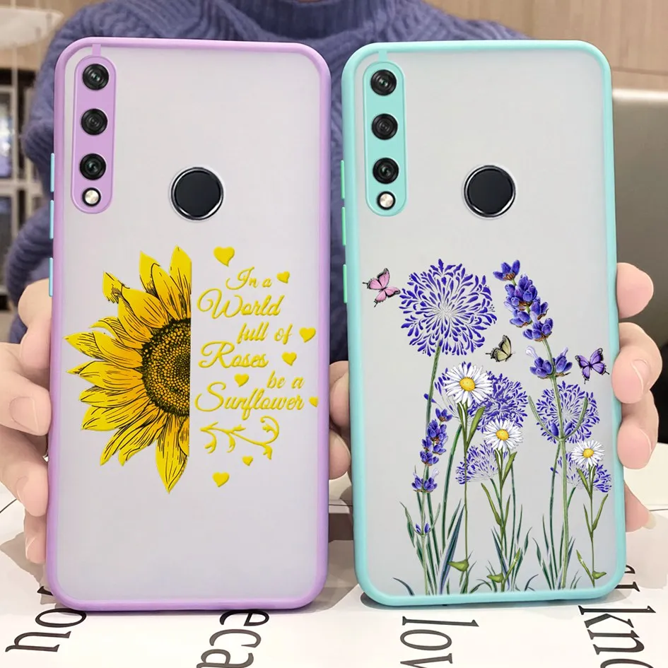 Противоударный чехол для телефона Huawei Y7P 2020 с подсолнухом и лавандой P40 Lite E