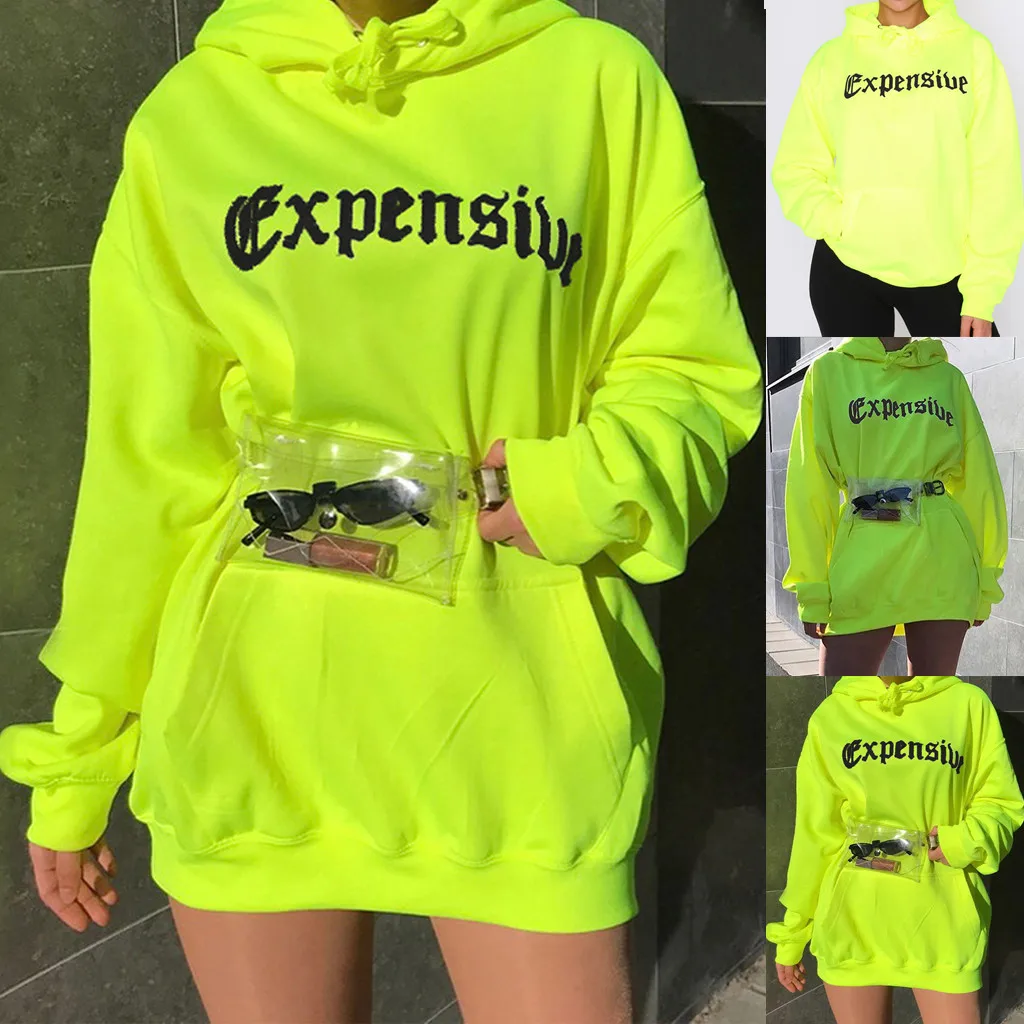 

Women Fashion Letter Print Pocket Hoodie Oversize Loose Tops Sweatshirt Top Sweatshirt Tops Femme Pullovers Cool Tops