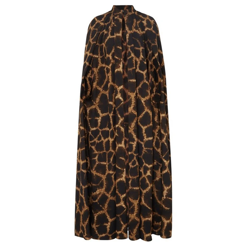 TWOTWINSTYLE Vintage Print Leopard Women's Windbreaker Stand Neck Sleeveless Trench Coat Female Fashion Autumn Clothing New