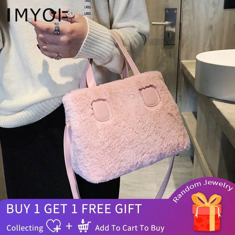 

Winter Luxury Designer Women Handbags Fashion Faux Fur Ladies Shoulder Bags Female Plush Messenger Bag Casual Tote Bolso Mujer