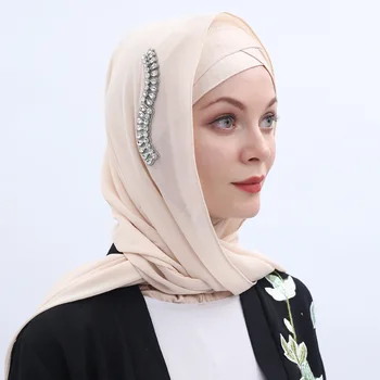 

Pearl Chiffon Headscarf hijab Fashion Monochrome Muslim Women's Scarf Ethnic Hijab Scarf luxury brand