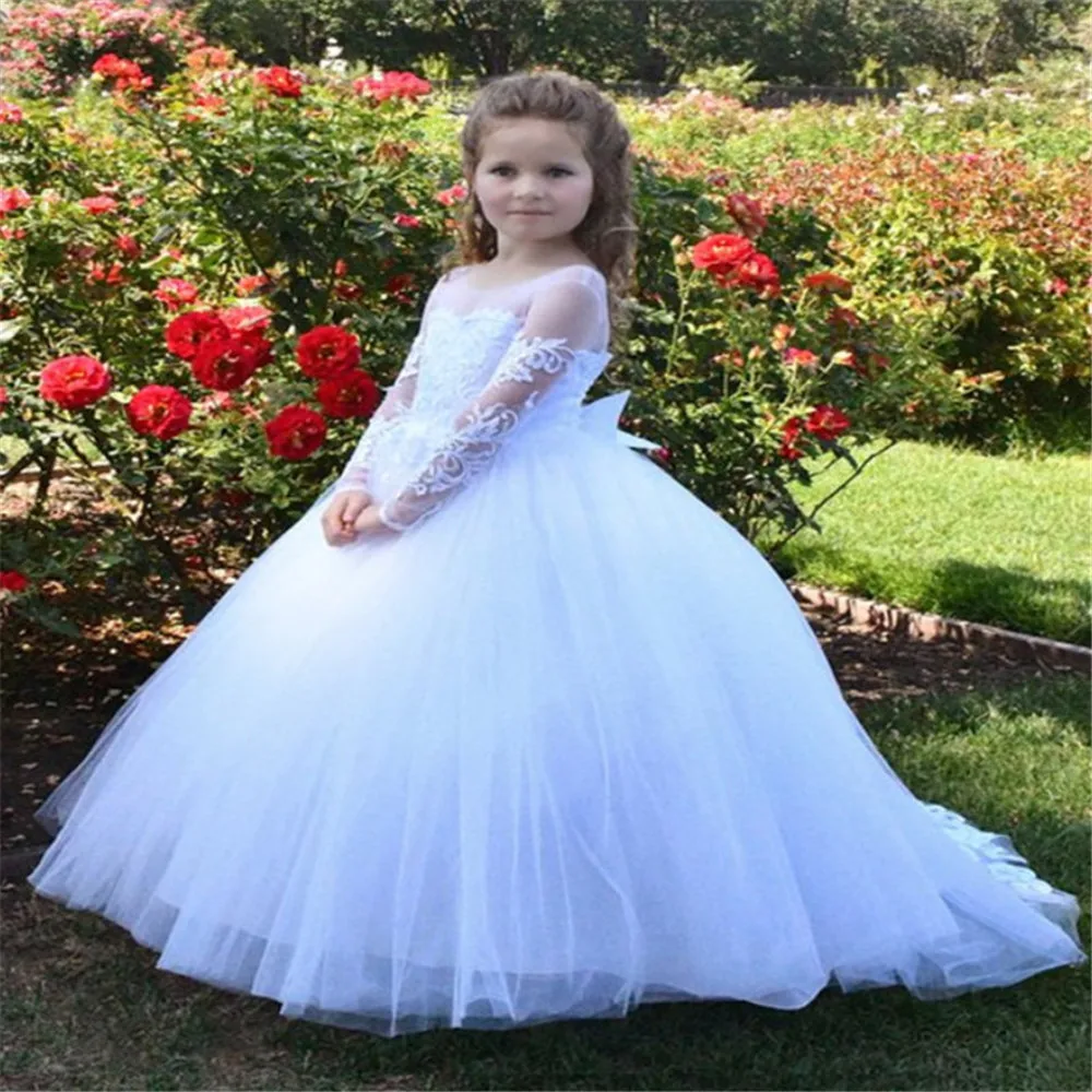 Kid Baby Girl Flower Ball Gowns Tulle Wedding Dresses – Honeychildren