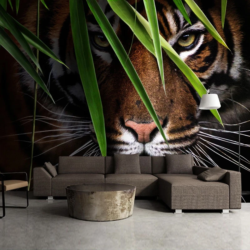 Пользовательские 3D фотообои Тигр плакат настенная живопись Гостиная вход