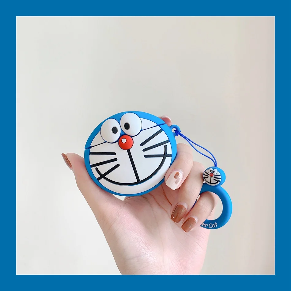 

For AirPods Case Cute Cartoon Doraemon Earphone Case For AirPods 2 air pods i10 i11 TWS Lovely Soft Protect Cover with Keychain