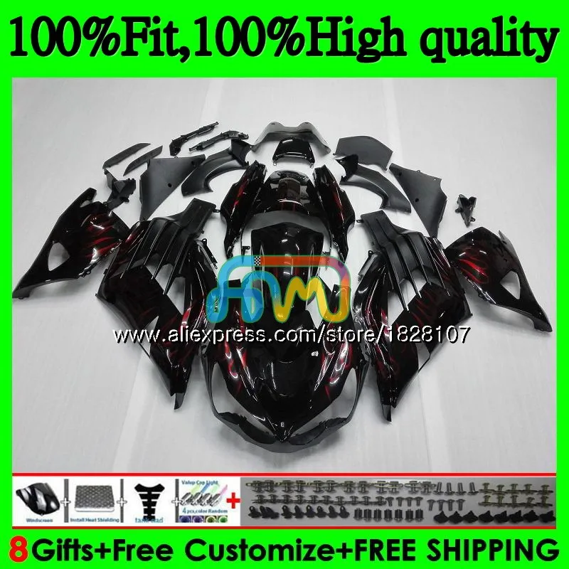 Инъекции для KAWASAKI ZX 14R ZZR1400 ZX-14R 21BS. 16 ZX14R 06 07 08 09 10 11 2006 2007 2008 2009 Красный Пламя 2010 2011 обтекатель - Цвет: No. 1