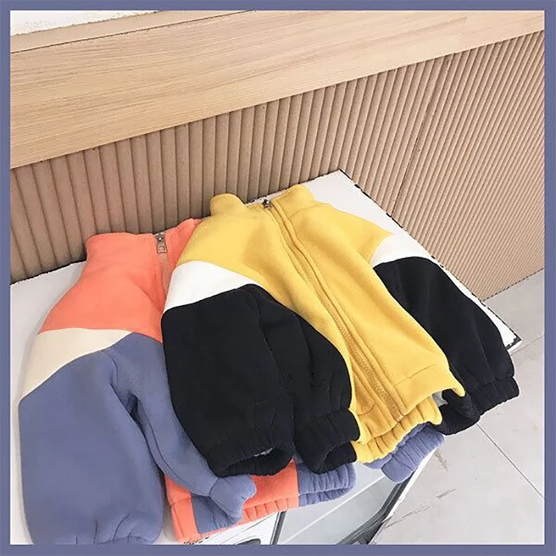 Новое зимнее Детское пальто Одежда для детей модный однотонный плюшевый свитер со стоячим воротником для мужчин и женщин