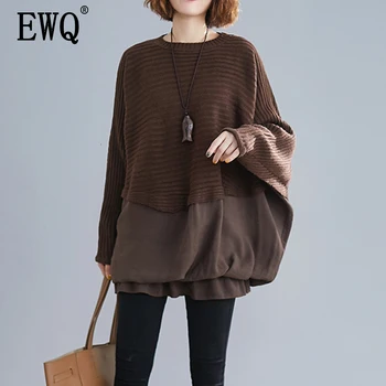 

[EWQ] Oversize Sweater Knitting Pullovers Tops Plus Size Female Lady Fashion Casual Batwing Sleeve Basic Clothing 19C-a38-16-0
