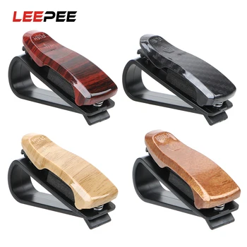 

LEEPEE Auto Fastener Clip Eyeglasses Holder Car Sun Visor Sunglasses Clamp Wood Grain Glasses Case Glasses Holder
