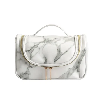 

Marble Pattern Cosmetic Storage Bag Pu Material Multifunctional Portable Travel Wash Makeup Bag