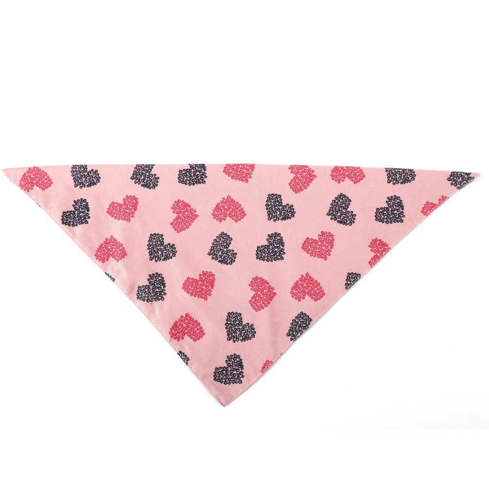 Valentine's Day Heart Dog Bandana Pet Cotton Bandana Square Scarfs Bibs Accessories with Pink Red Heart Handkerchief Bandanna