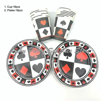 

32pcs/lot Poker Party Theme Party Disposable Tableware Poker Group Party Sets Party Games Decoration Supplies
