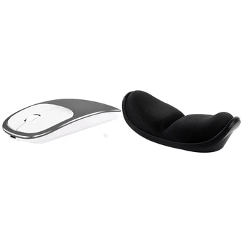

1 Pcs Metal Bluetooth 2.4G Wireless Mouse Ergonomic Mice & 1 Pcs Ergonomics Wrist Pad, Anti Slip Wrist Support Cushion