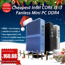 Дешевые Intel Core i7 i5 7200U i3 7100U безвентиляторный мини-ПК Windows 10 Pro Barebone компьютер DDR4/DDR3 2,4 GHz 4K HTPC WiFi HDMI VGA