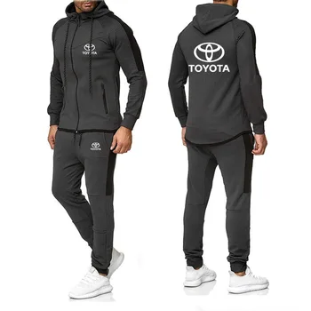 

Hoodies Men Sets for Toyota Car Logo Printed Sweatshirt Fashion Spring Autumn Gyms Jogging Casual Sport Hoodies+Pants Suit 2Pcs