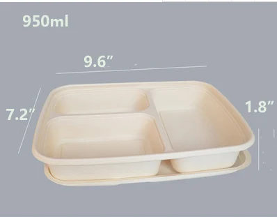 950ml 32sets Экологичный герметичный кукурузный крахмал одноразовые контейнеры с крышками для ланча коробка для хранения салата BPA-Free микроволновая печь и морозильник сейф - Цвет: 950ml 32sets
