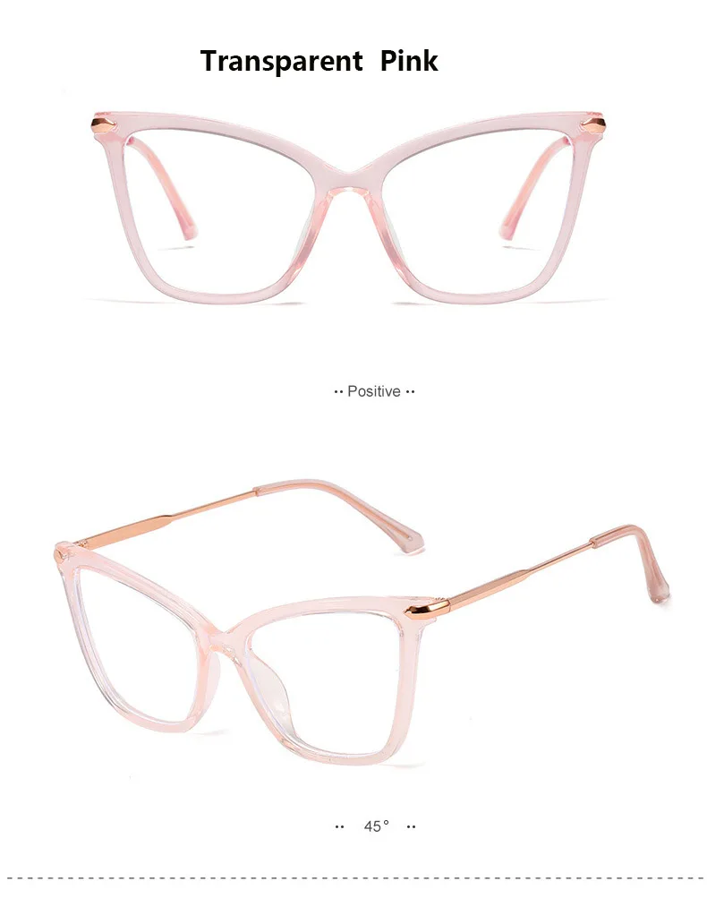 Модные очки кошачий глаз оправа женские брендовые дизайнерские очки TR90 анти голубой свет прозрачные оптические компьютерные очки lunettes - Цвет оправы: Transparent Pink