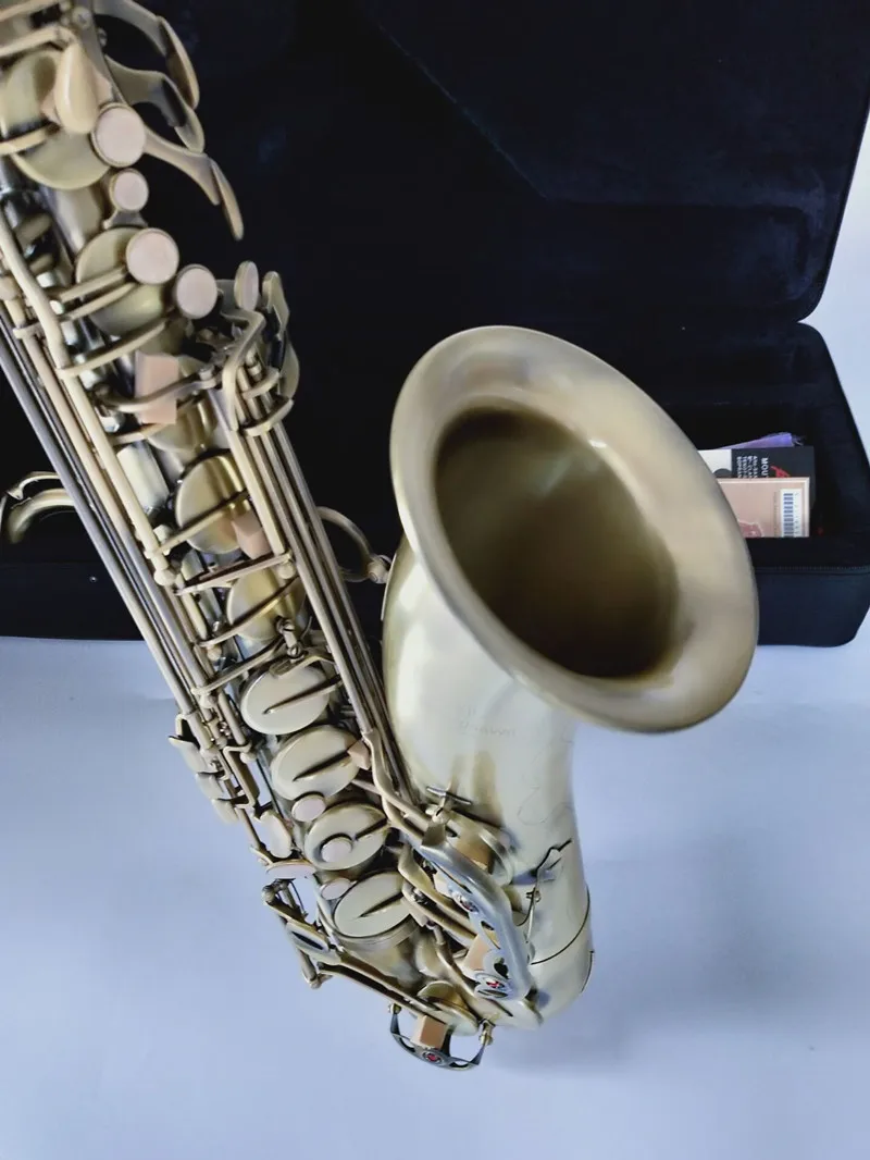 

Best Quality T-992 Bb Tenor Saxophone Brass Music Instrument Matte Antique Copper Abalone Shell Button With Mouthpiece