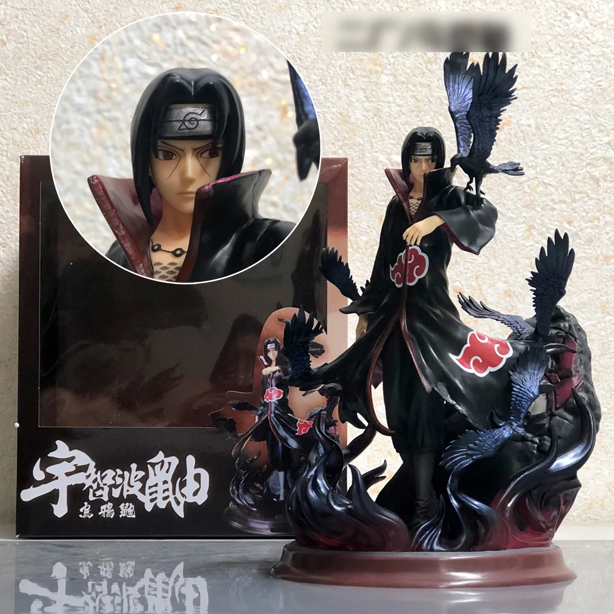 

Anime Naruto Shippuden Itachi Akazuki PVC Action Figure GK Uchiha Itachi With Crow Collectible Model Toy 28cm