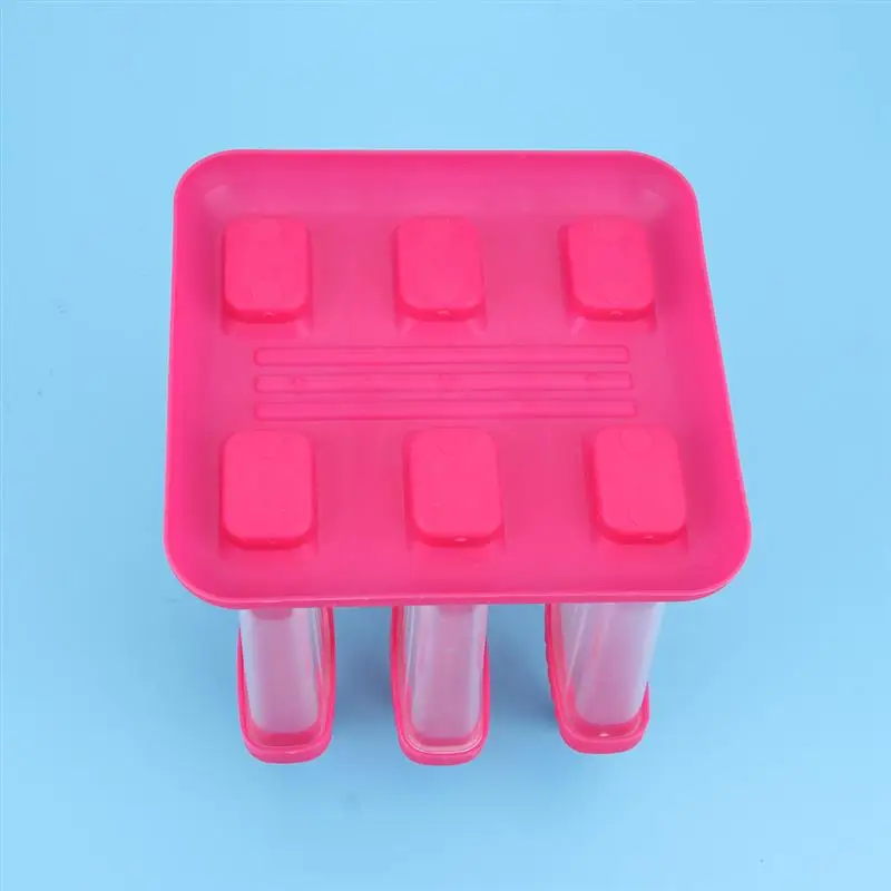 6 ячеек прямоугольной формы многоразовые DIY Замороженные Мороженое Поп формы мороженого на палочке для производителей с основанием(розовый