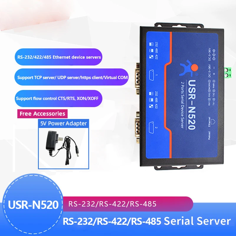 

USR-N520 сервер с последовательным устройством-LAN Ethernet к RS232 RS485 RS422 преобразователь, контроль промышленной автоматизации для передачи данных 520