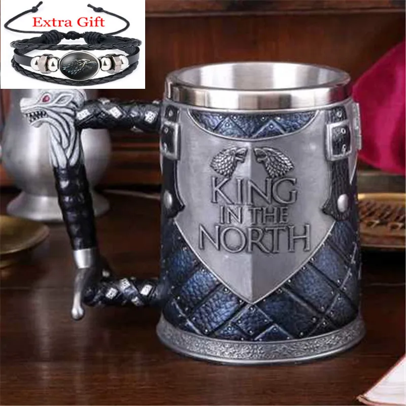 Кружка King In The North из нержавеющей стали и смолы 3D кофейная чашка для пива посуда