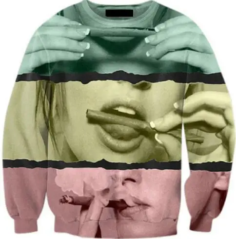 

Harajuku Tumblr Hoodies Girl Smoking Weed Crewneck Sweatshirt 3D Print Tops Fashion Sweats Women Men Jumper Outfits Pullover