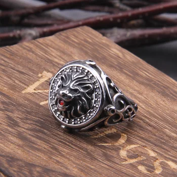 

Men Ring Punk Gold Lion Ring 316L Stainless steel Biker Round Animal Rings Jewelry Party Power Design high quality Jewely