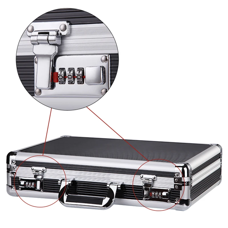 portable Aluminum Tool case Outdoor suitcase toolbox password File box Impact resistant safety case equipment case 45x33x11cm