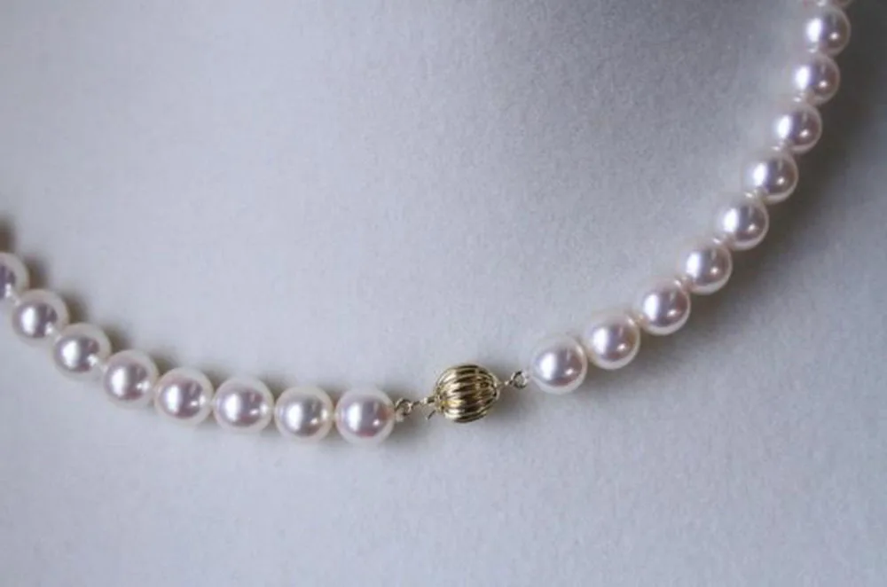 AAA++ Южное море akoya белый круглый 7-8 мм Жемчужное ожерелье 1" 14 k Рождественский подарок jj