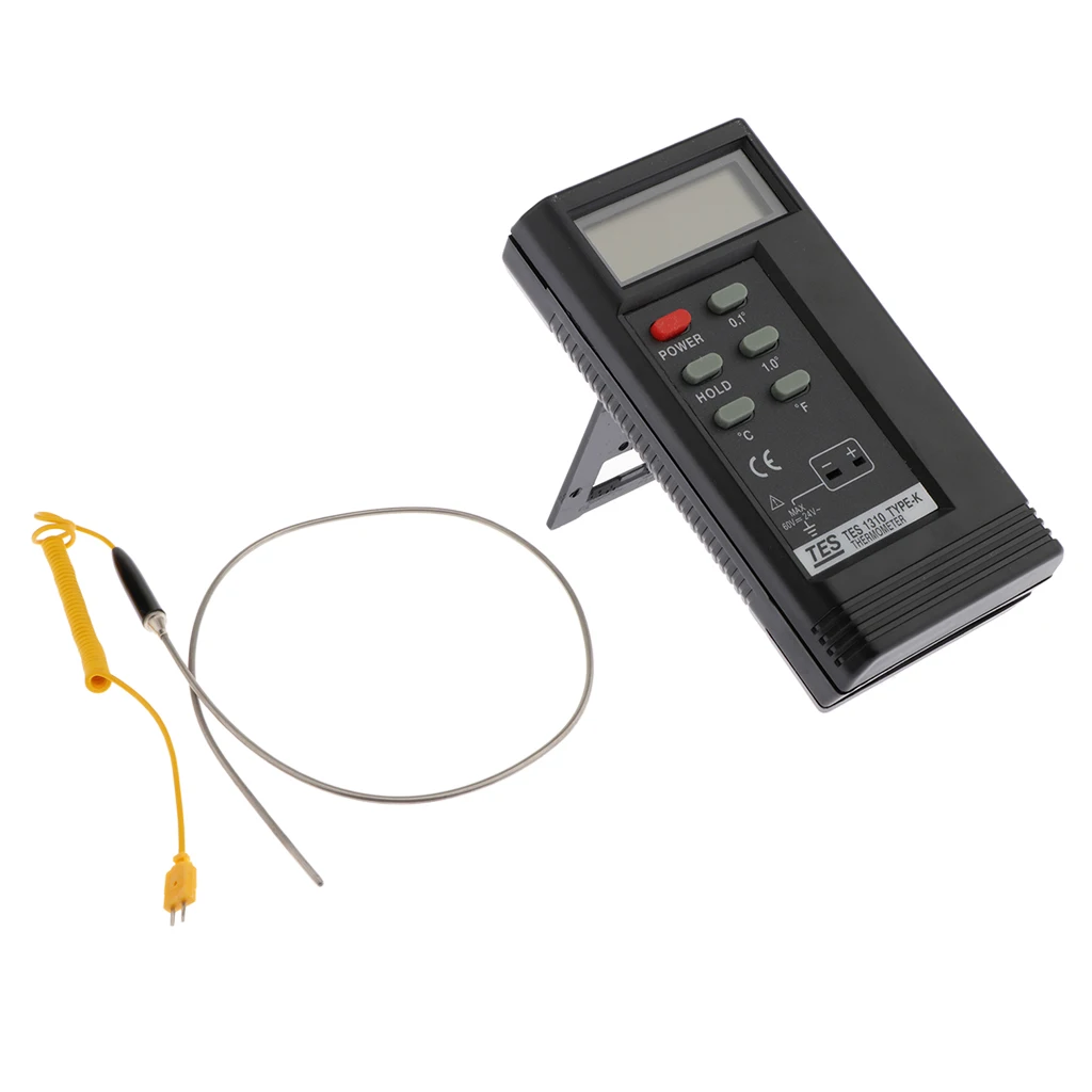 Tes1310 Portable Digital Thermometer + K-Type Thermocouple Temperature Probe Stainless Steel In Range 0-1300 | Автомобили и