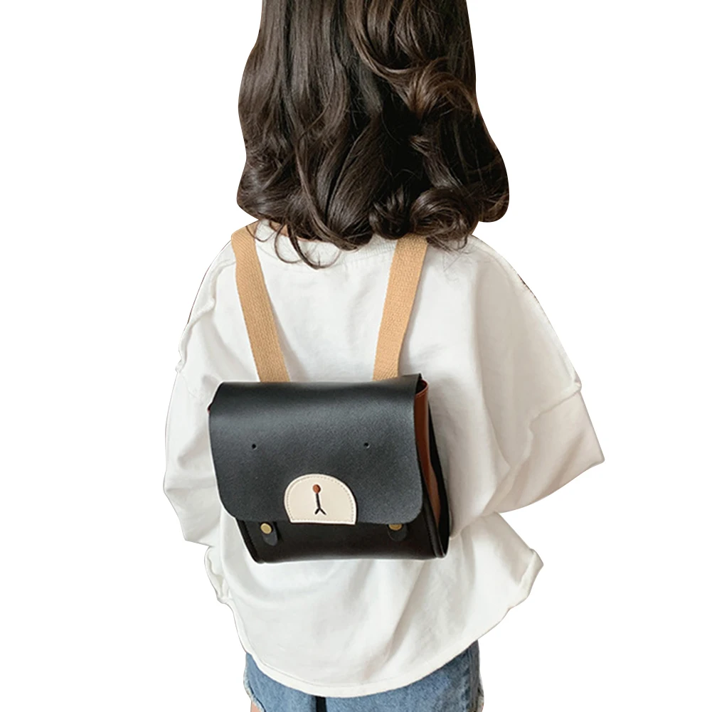 

Children Bear Print Bag Lovely Girls Backpack Kindergarten PU Leather Mini Schoolbag Portable Travelling Backpacks