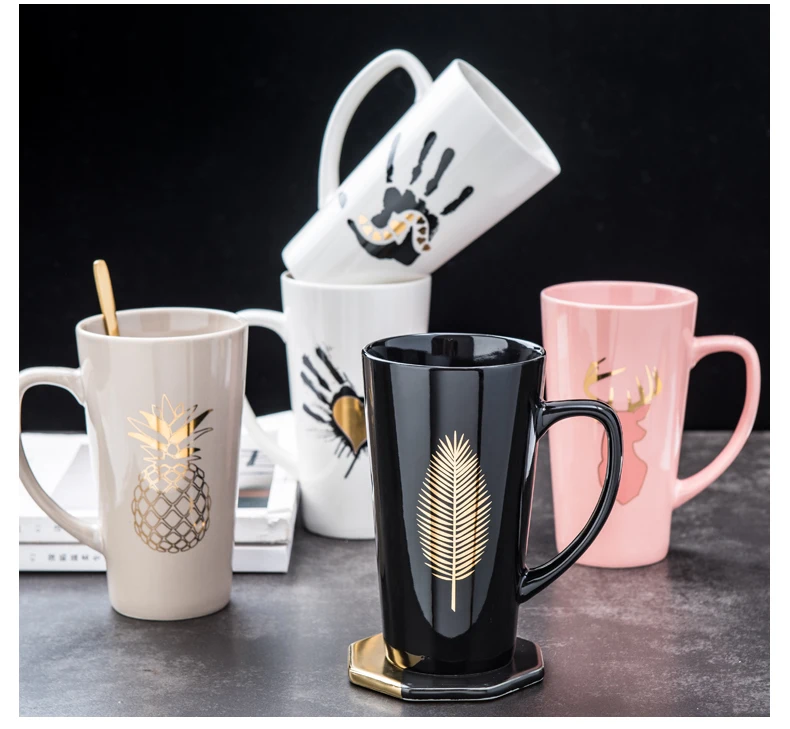 Креативная Скандинавская керамическая чашка большой емкости чашка для мальчика с крышкой Ложка кофейная чашка персональная домашняя пара чашка