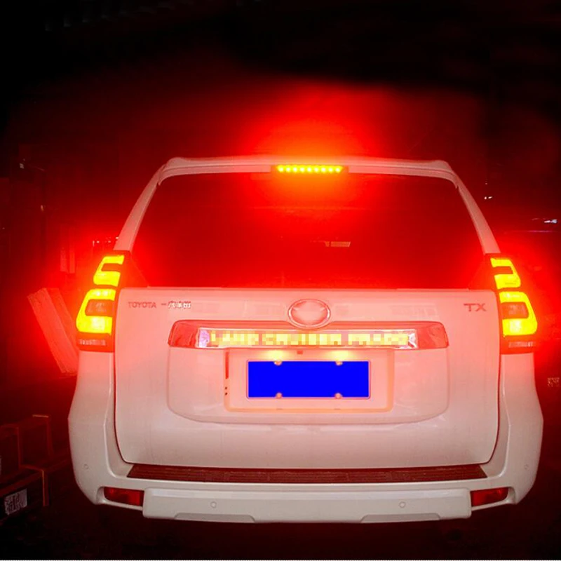 Accessories For Toyota Prado 150 Land Cruiser Prado FJ150 2018 Car Chrome LED Trunk Lid Cover Braking Light Driving Light