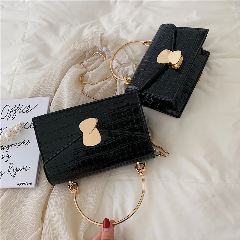 Small Black Модные женские роскошные клатчи на ремне, маленькие женские сумки с каменным узором из искусственной кожи, сумки через плечо для леди, мини сумка через плечо - Цвет: Small Black