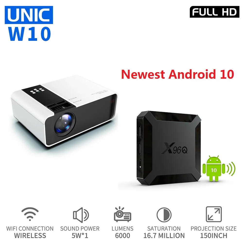 Светодиодный проектор UNIC W10 6000 лм 4K 1080P Full HD Android 10 ТВ приставка Wi Fi с поддержкой