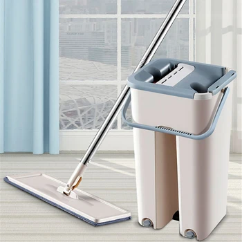 

Magic Cleaning Mop Bucket Hands-free Floor Cleaning Mop Dry and Wet Use Magic Automatic Rotation Self-cleaning Lazy Mop