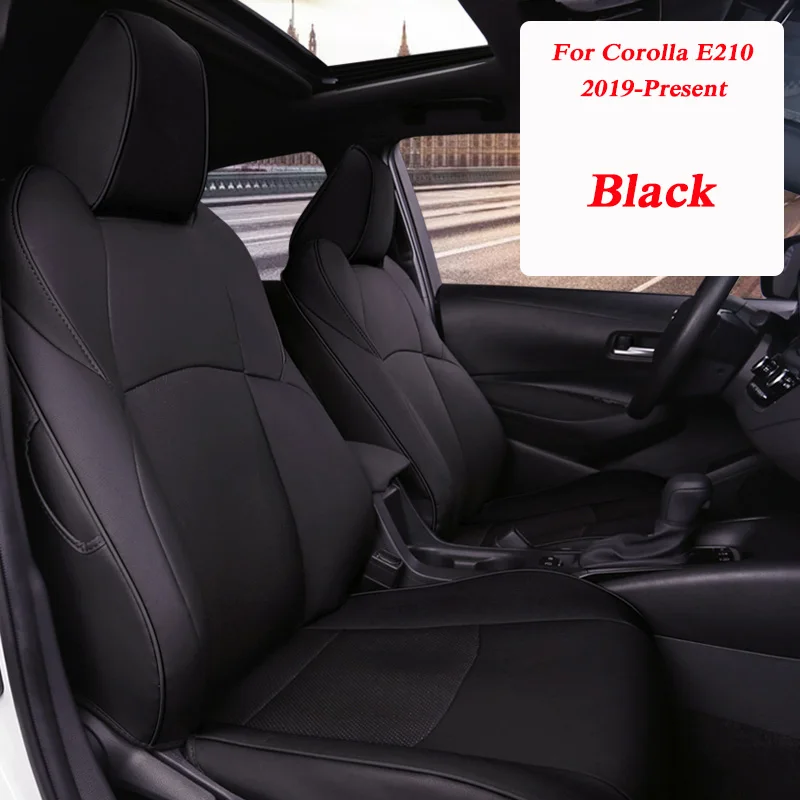 black Чехлы для автомобильных сидений, набор кожаных чехлов для Toyota Corolla E210 Hybrid,-Н. В., автомобильные Чехлы, стильные Защитные подушки для сидений, аксессуары - Название цвета: black