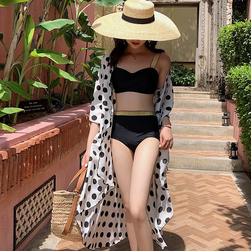 

Bathing Suit Women's Three-piece Set Bikini Holiday Split Skirt-Slimming Conservative Belly Covering Small Bust Gathering Hot Sp