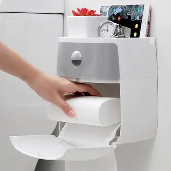 

New Waterproof Wall Mount Toilet Paper Holder Bathroom Toilet Paper Tray Roll Paper Tube Storage Box Rack Tissue Box