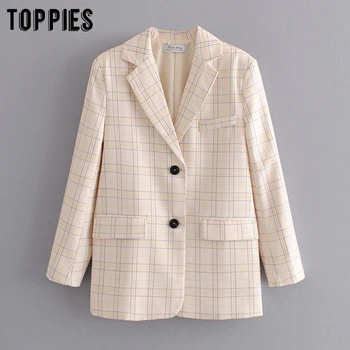 

2020 fashion lattice jackets womens blazer loose single breated coat ladies formal blazers summer suits