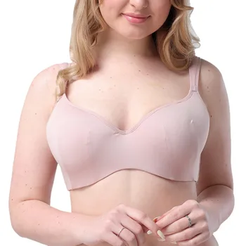 

Women Smooth No Trace Solid Color Steel Ring Bra Nursing High Gathering Comfort Pink Underwear Hot