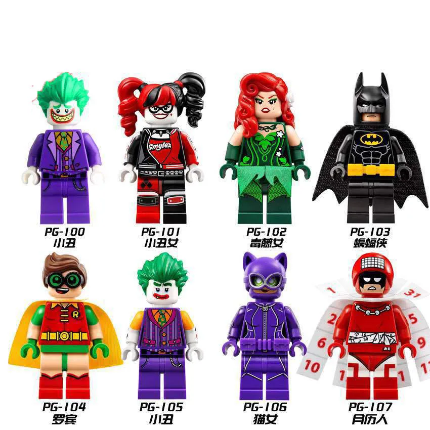 

Single Sale Building Blocks Super Heroes Figures Bricks Batman Joker Robin Catwoman Poison Ivy Harley Toys for Children PG8032